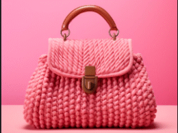 Pink Hand-Knitted Textured Ladies Bag